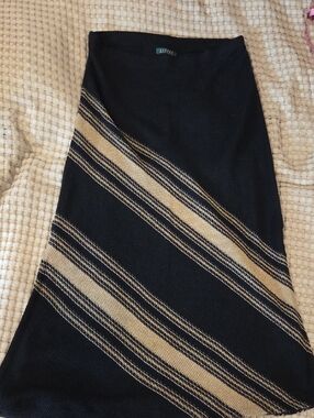 Ralph Lauren Black Linen Maxi Skirt Beach Cover L